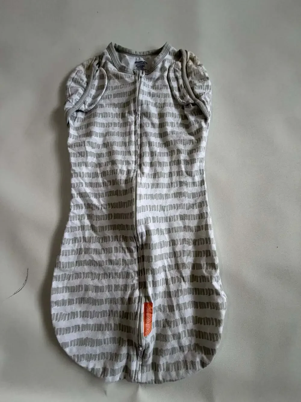 SwaddleMe Baby Gray White Stripe Pod Zip Swaddle Sleep Sack Cotton